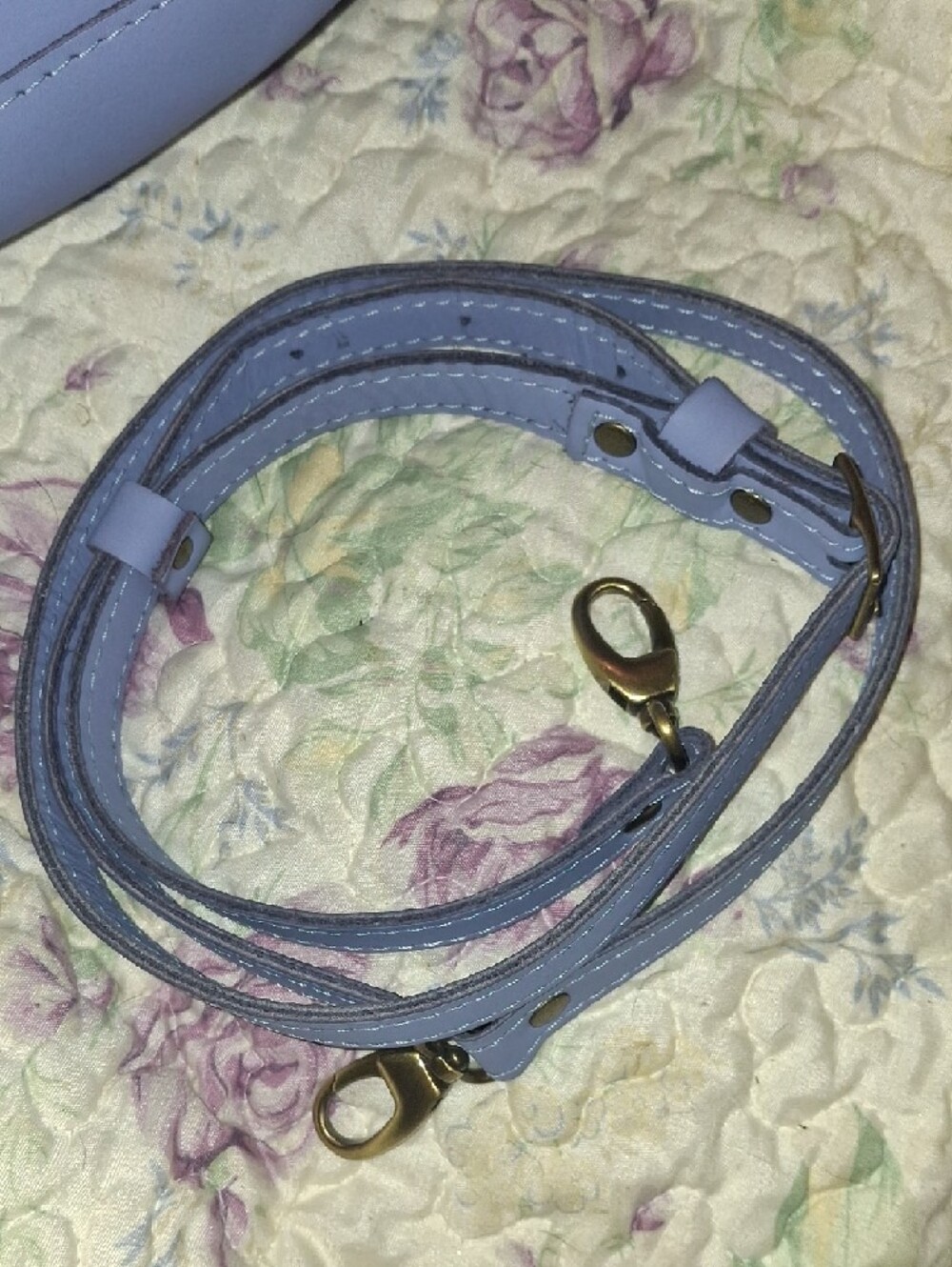 Light Blue Leather Tote with Removable Strap - Picture 4 of 16
